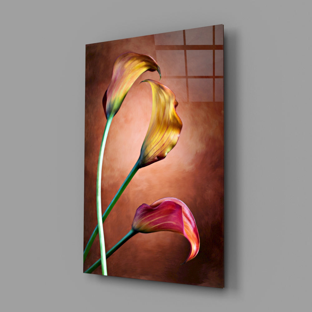 Calla-lily panel bringing romantic warmth to a contemporary living space