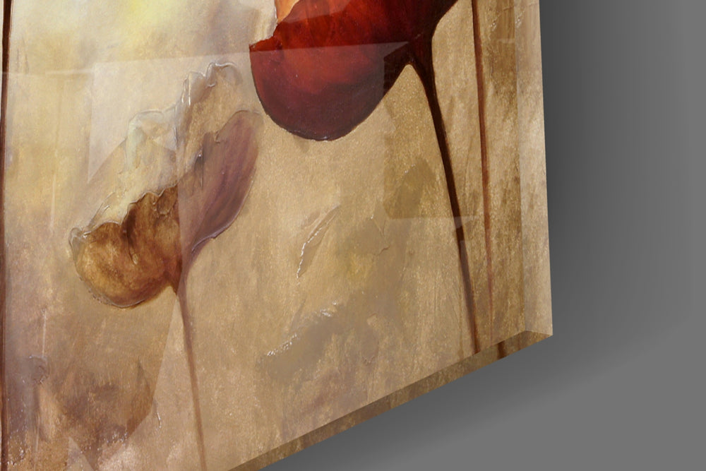 Poppy artwork anchoring a wall with warm classic palette