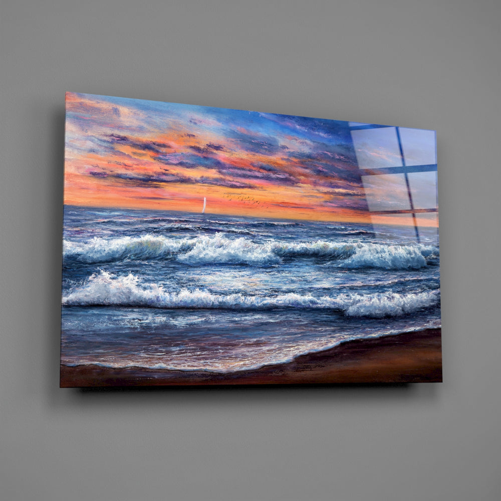 Ocean-wave panel bringing coastal serenity to a contemporary living space