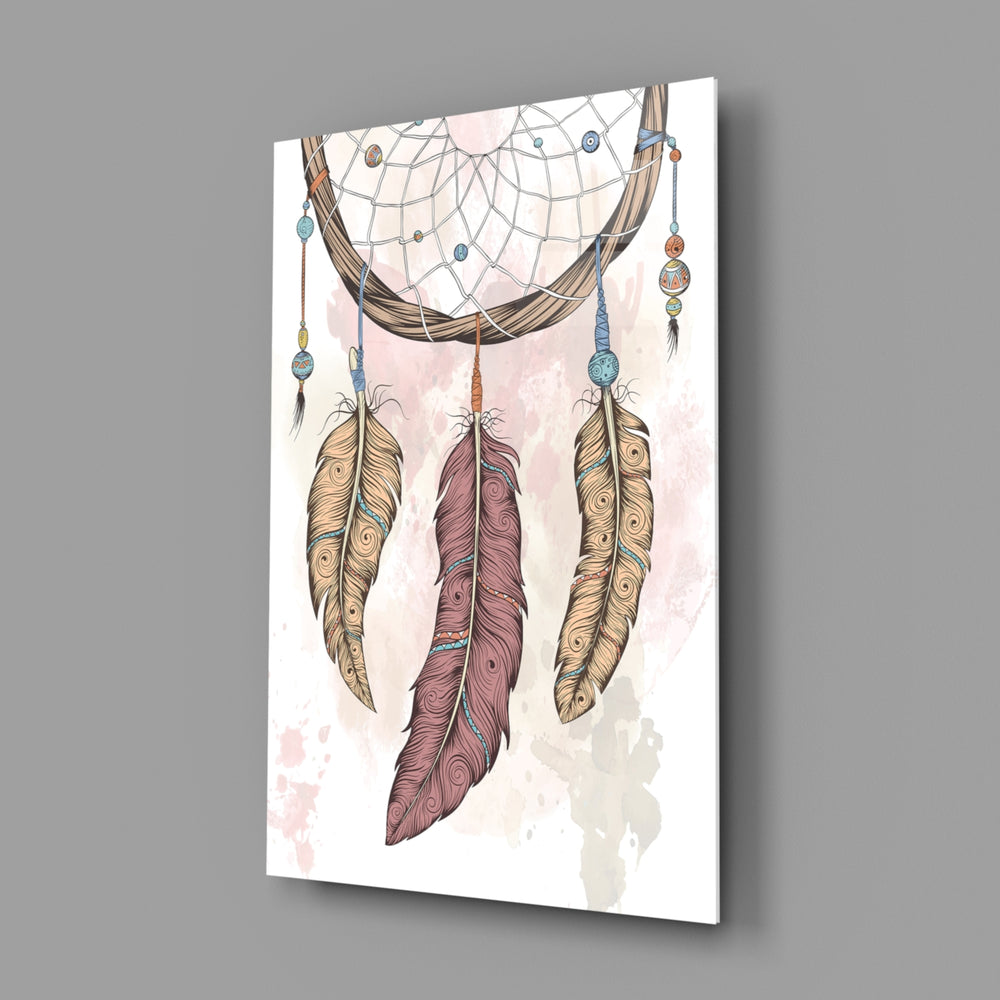 Boho-dreamcatcher panel bringing pastel romance to a contemporary living space