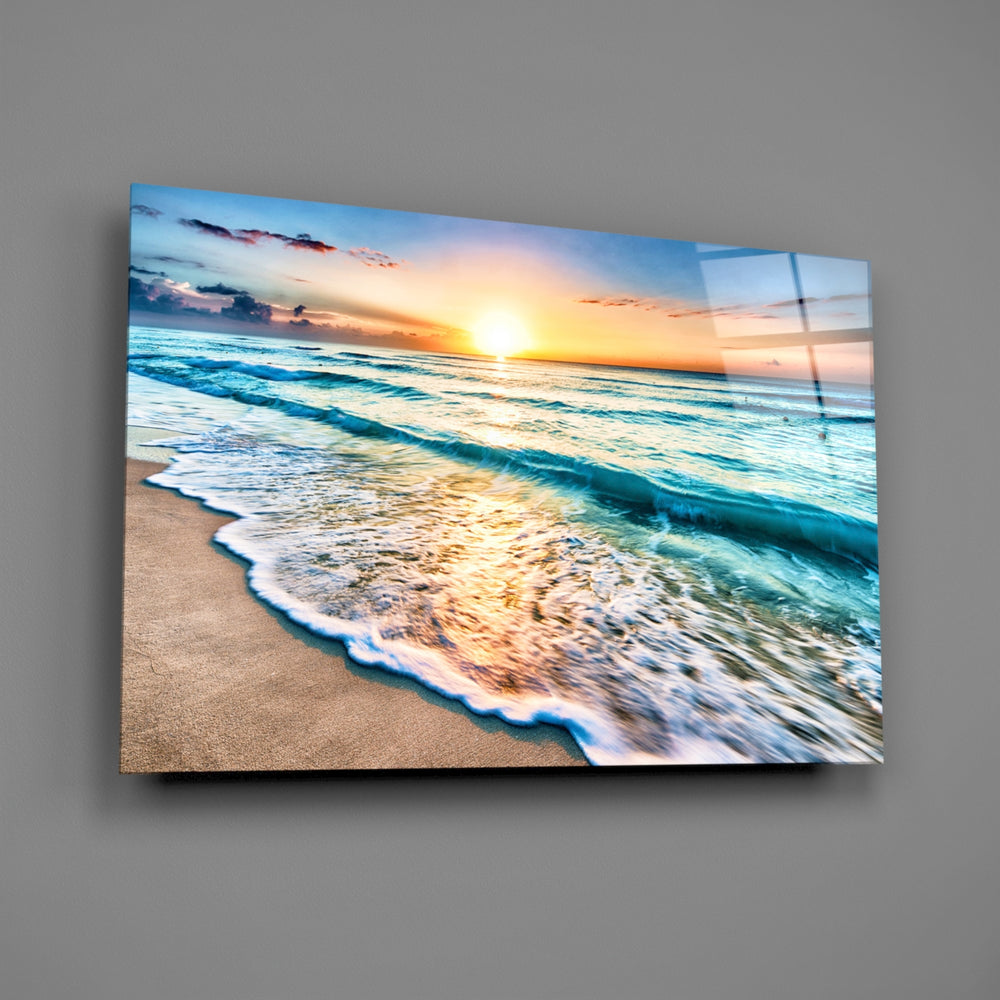Caribbean-beach panel bringing tropical warmth to a contemporary living space