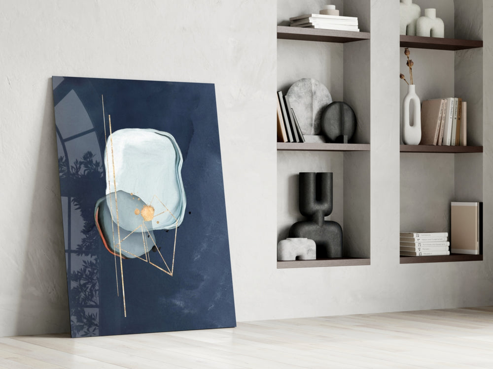 Abstract Blue glass print enhancing a foyer with statement focal point