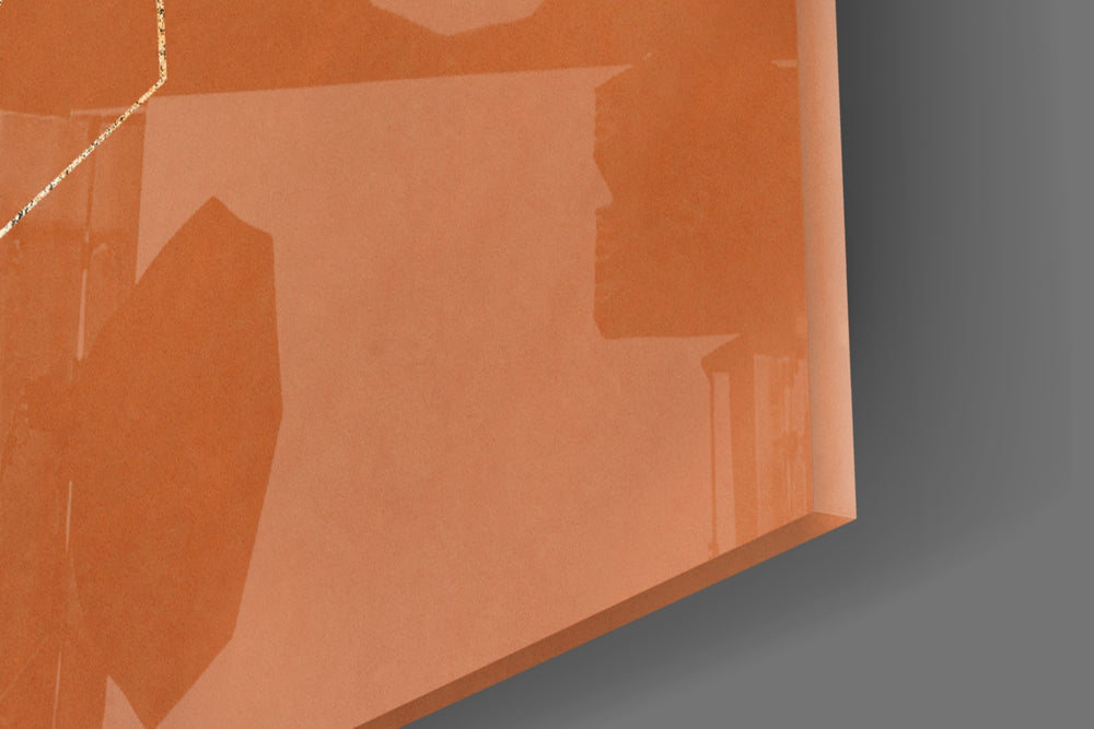 Abstract Cinnamon artwork anchoring a wall with warm modern palette