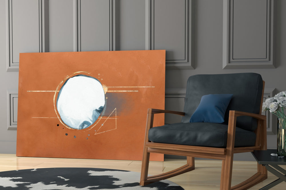 Abstract Cinnamon glass print enhancing a hallway with calm pulse