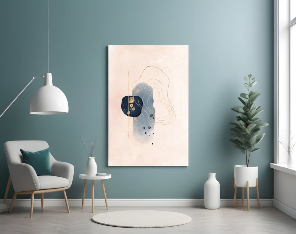 Abstract Beige glass wall art styled above a bed in a serene bedroom
