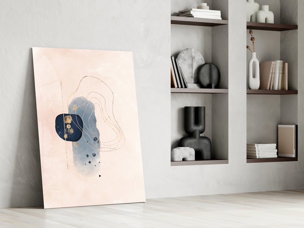 Abstract Beige glass print enhancing a foyer with calm focal point