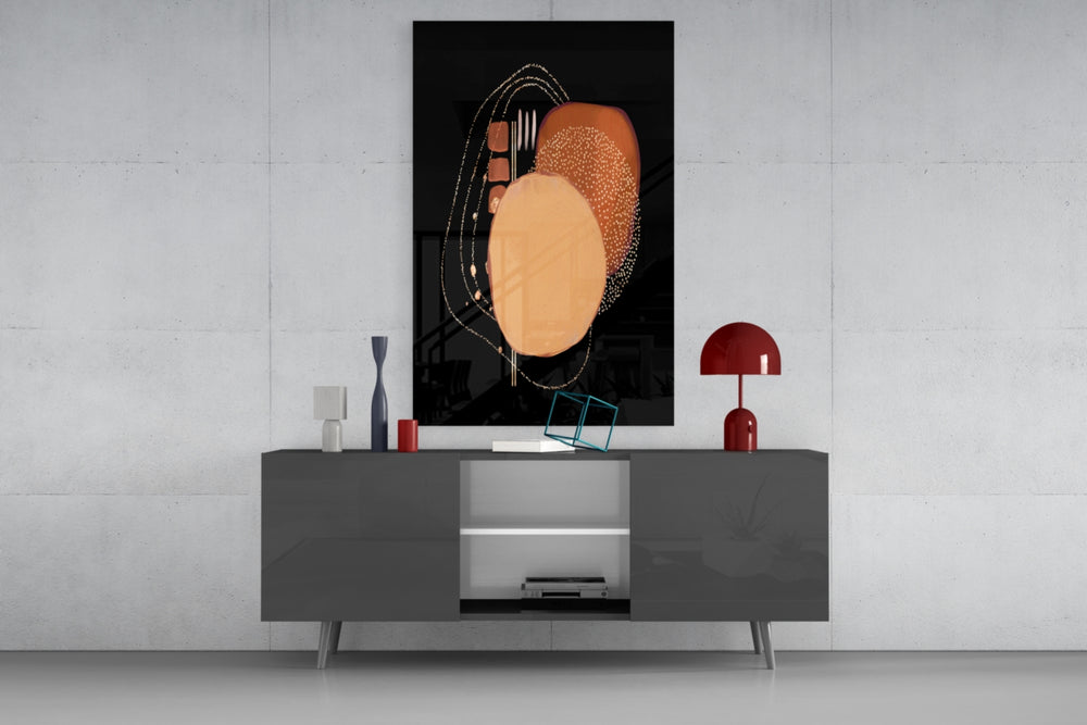 Abstract Black panel catching gallery light to reveal its delicate detail
