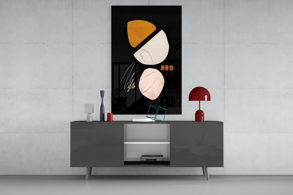 Abstract Acorn panel catching gallery light to reveal its bold contour