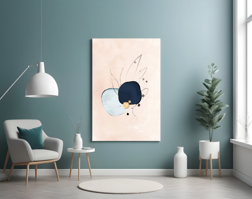 Abstract Hand glass wall art styled above a bed in a serene bedroom