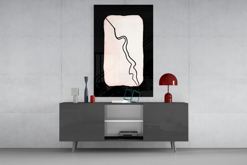 Abstract Distinction panel catching gallery light to reveal its calligraphic energy