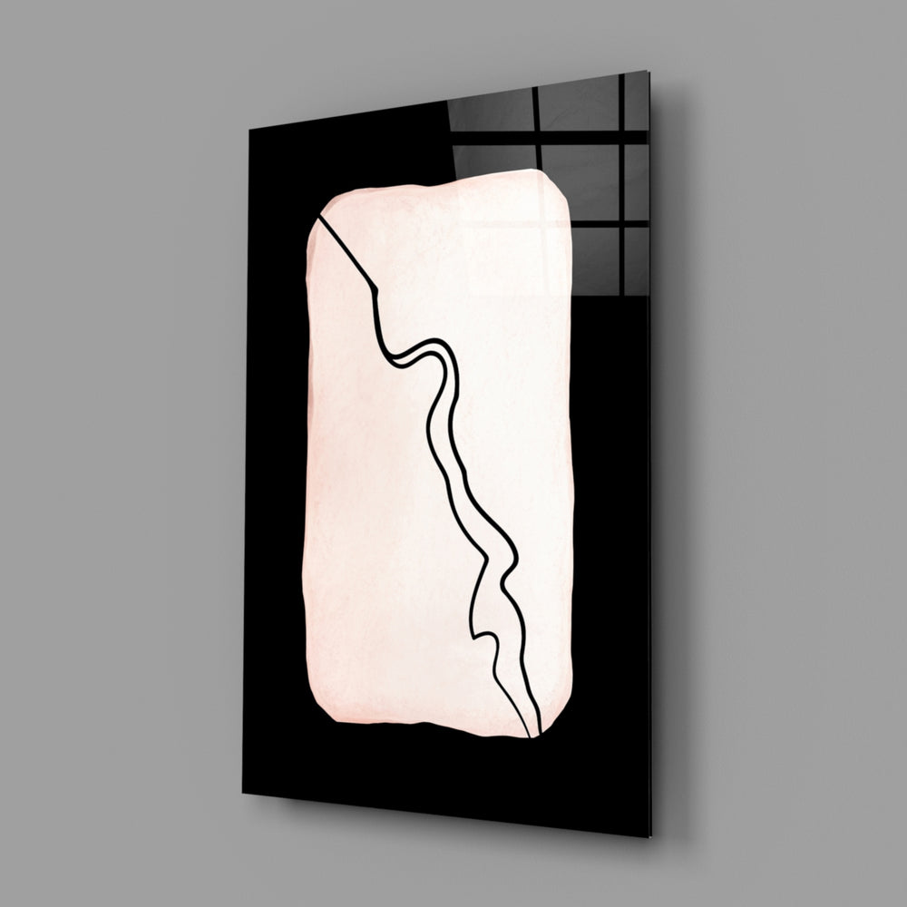 Blush-on-black panel bringing minimalist drama to a contemporary living space