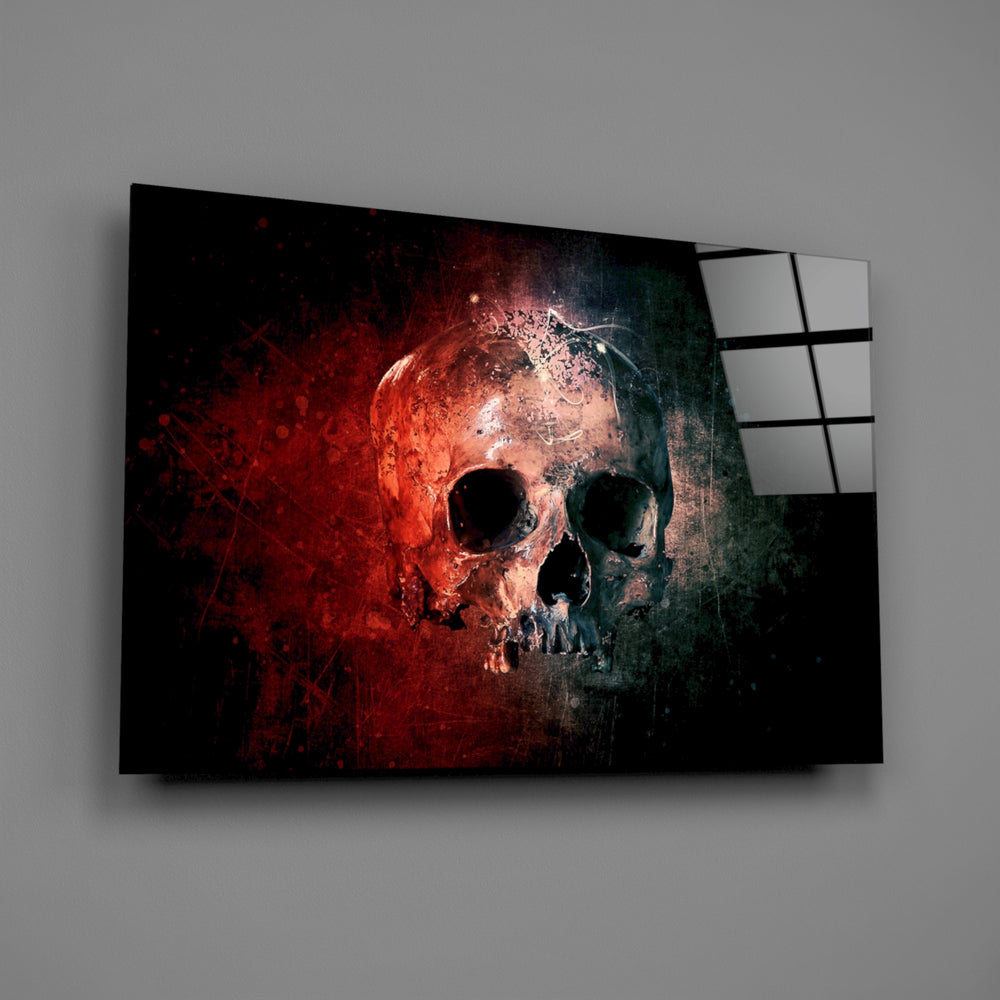 Grunge-skull panel bringing gothic edge to a contemporary living space