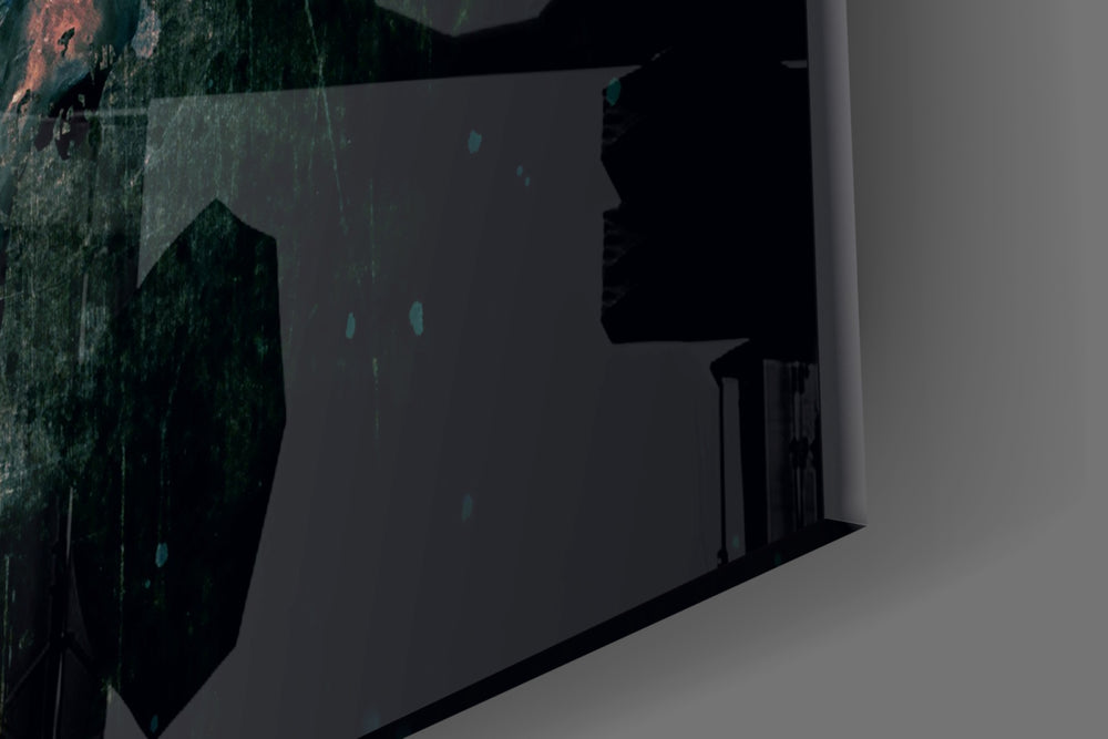 Skull artwork anchoring a wall with moody gothic palette