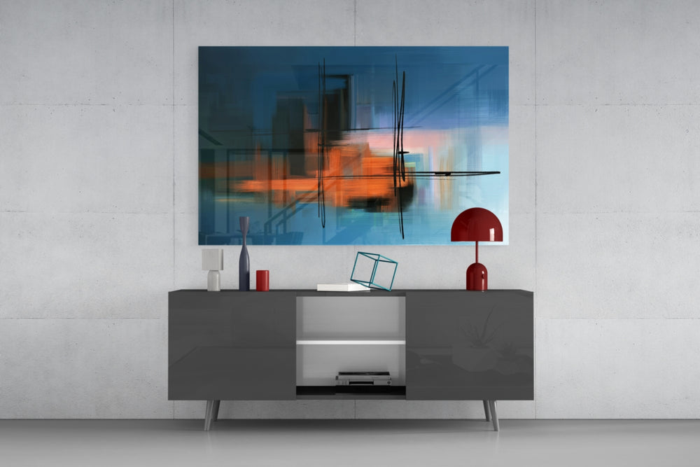 Abstract Silhouette panel catching gallery light to reveal its gestural energy