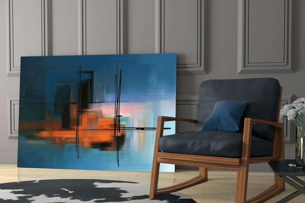 Abstract Silhouette glass print enhancing a foyer with statement focal point