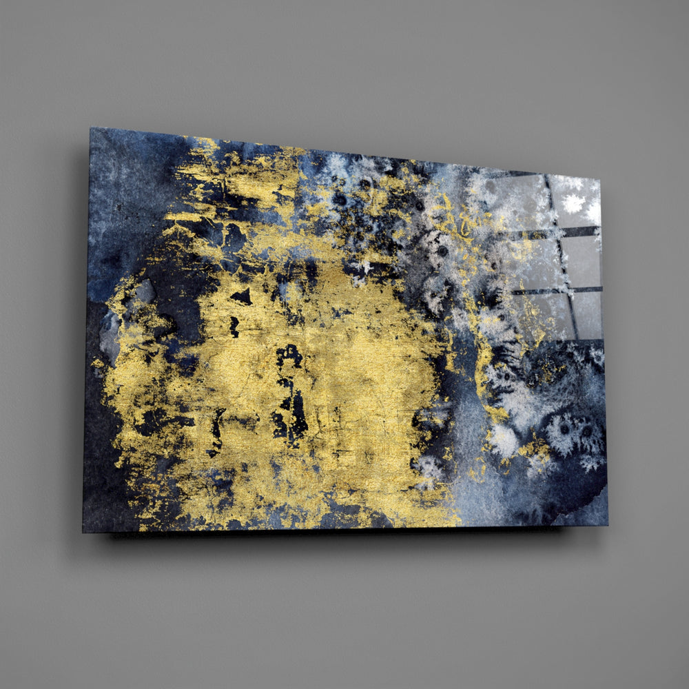 Gold-leaf panel bringing luxe drama to a contemporary living space