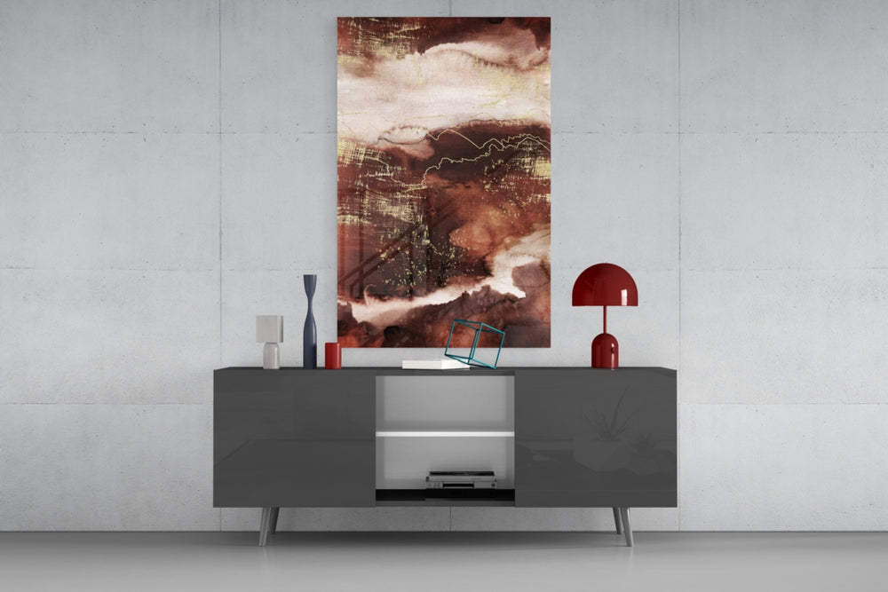 Abstract Earth panel catching gallery light to reveal its tactile shimmer