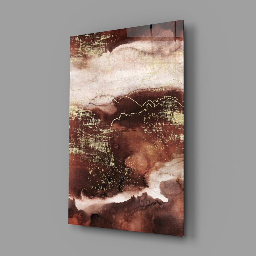 Rust-and-gold panel bringing luxe warmth to a contemporary living space