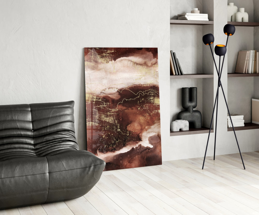 Abstract Earth panel adding editorial drama to a foyer