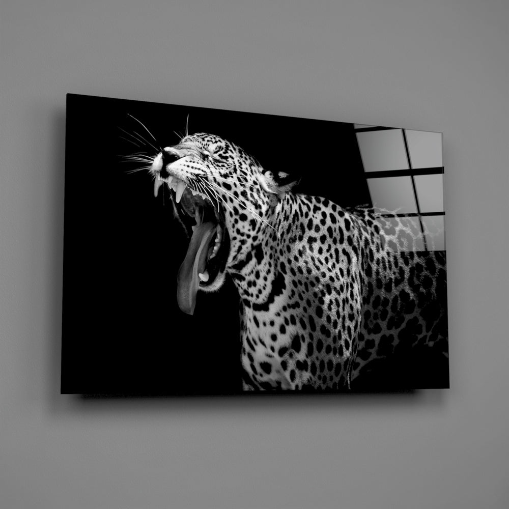 Roaring-leopard panel bringing predator drama to a contemporary living space