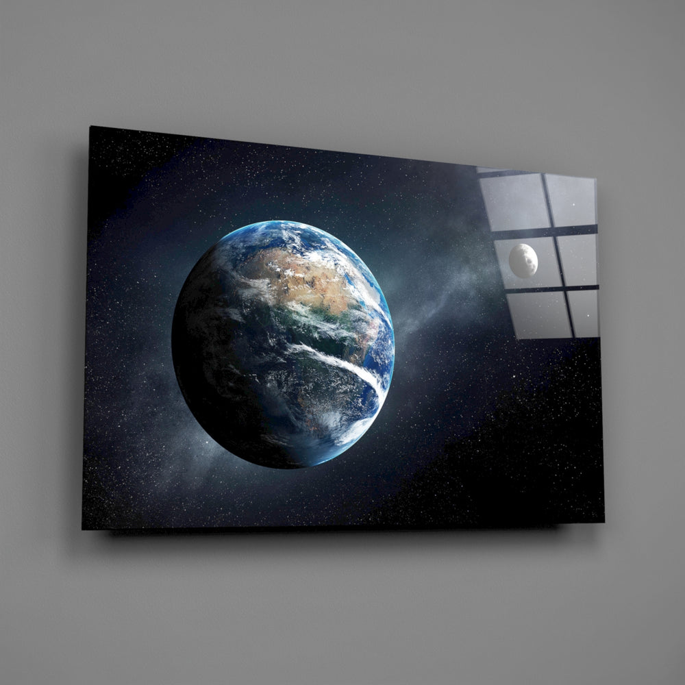 Earth-and-moon panel bringing cosmic wonder to a contemporary living space