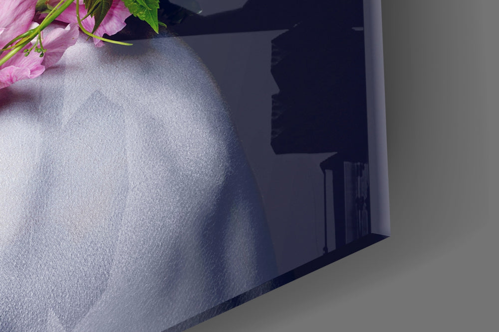 Flower and Woman artwork anchoring a wall with bold romantic palette
