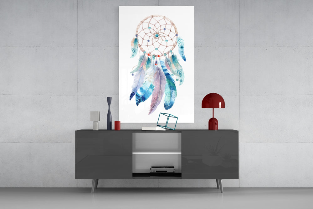 Dreamcatcher panel catching soft light to reveal its delicate edge