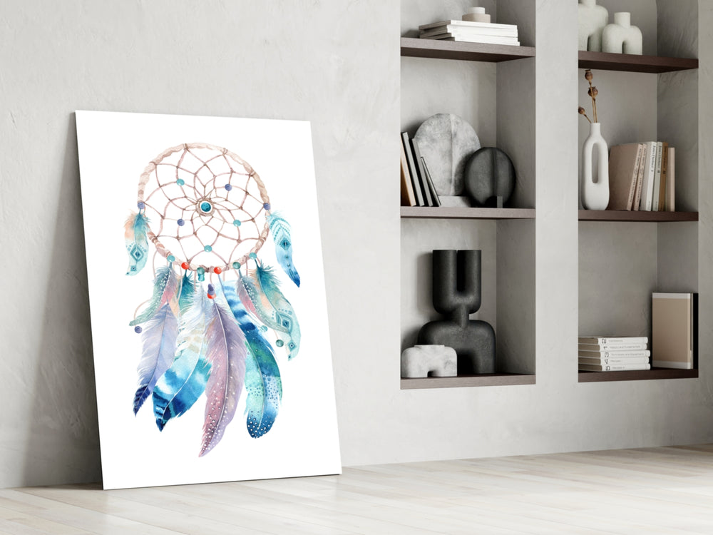 Dreamcatcher glass print enhancing a bedroom with serene wonder