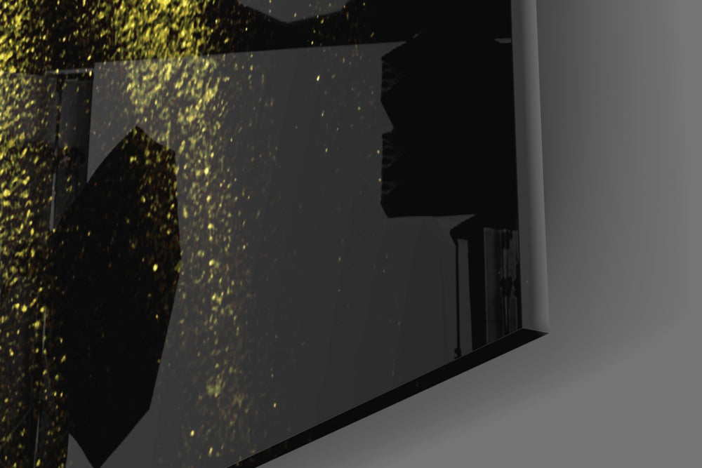 Yellow Lights artwork anchoring a wall with moody warm palette