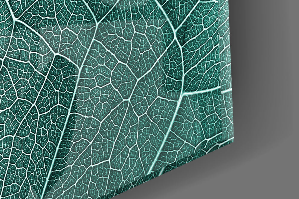 Leaf Texture artwork anchoring a wall with cool biophilic palette