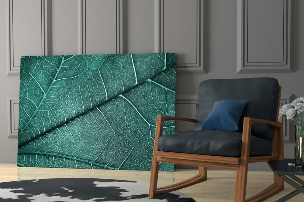 Leaf Texture glass print enhancing a hallway with quiet drama
