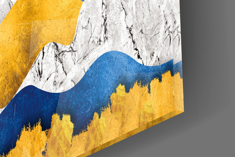Colorful Mountains artwork anchoring a wall with bold decorative palette