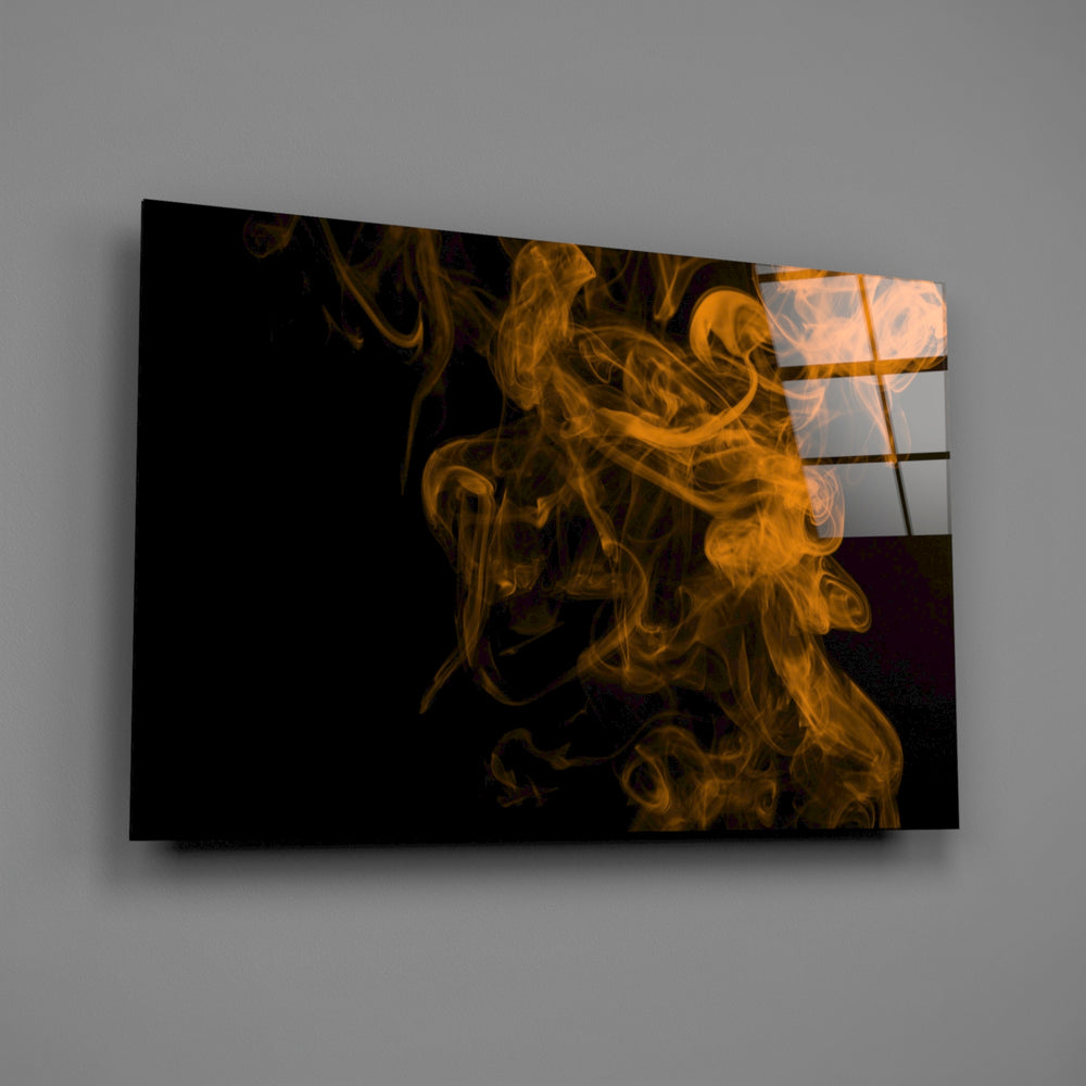 Amber-smoke panel bringing dynamic drama to a contemporary living space