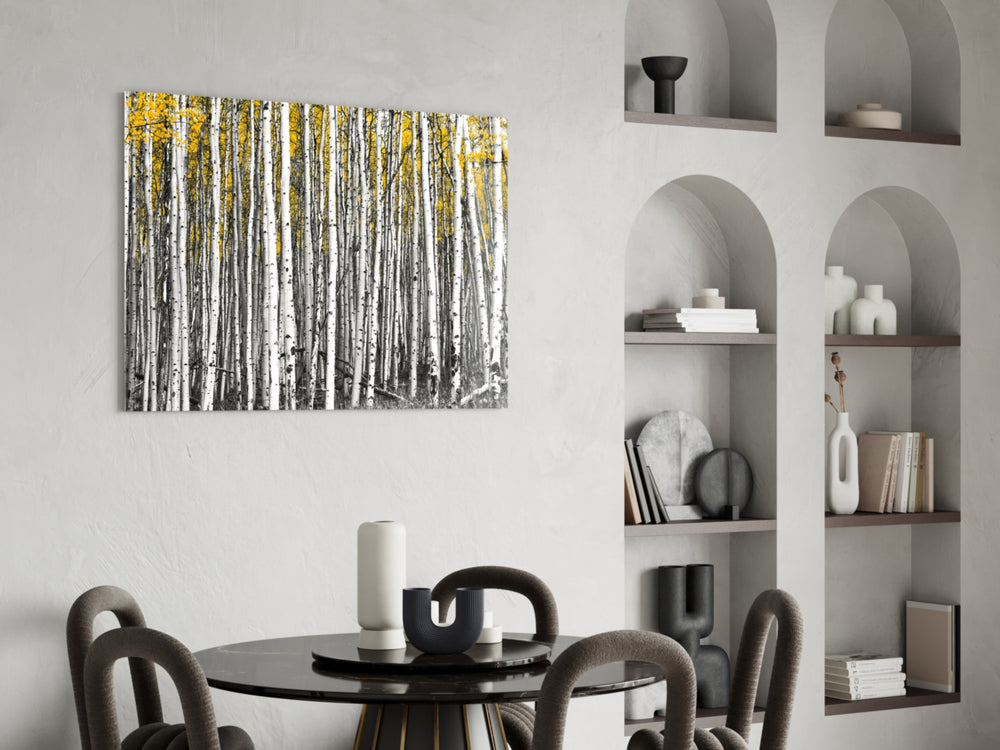 Yellow Forest panel adding quiet-forest mood to a study