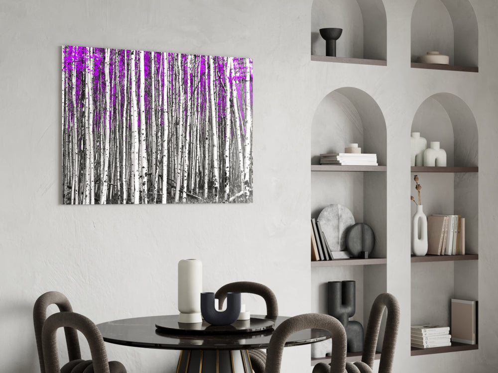 Pink Forest panel adding floral mood to a powder room