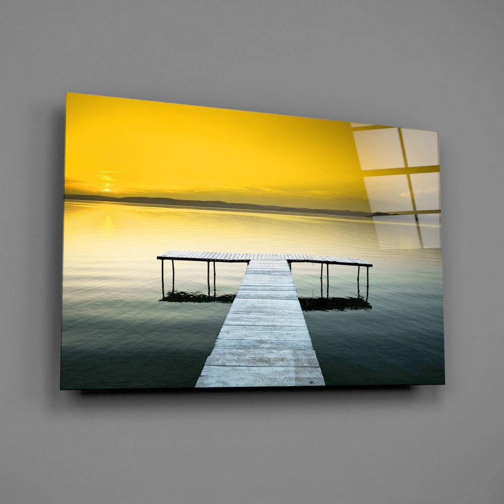 Sunset-pier panel bringing tranquil glow to a contemporary living space