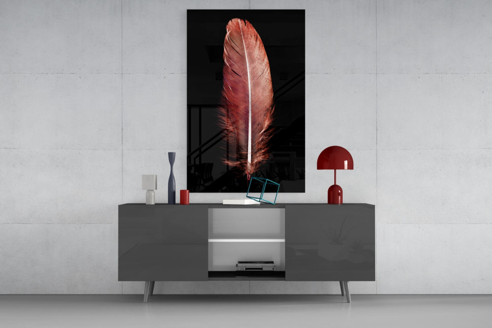 Tile Feather panel catching gallery light to reveal its painterly saturation