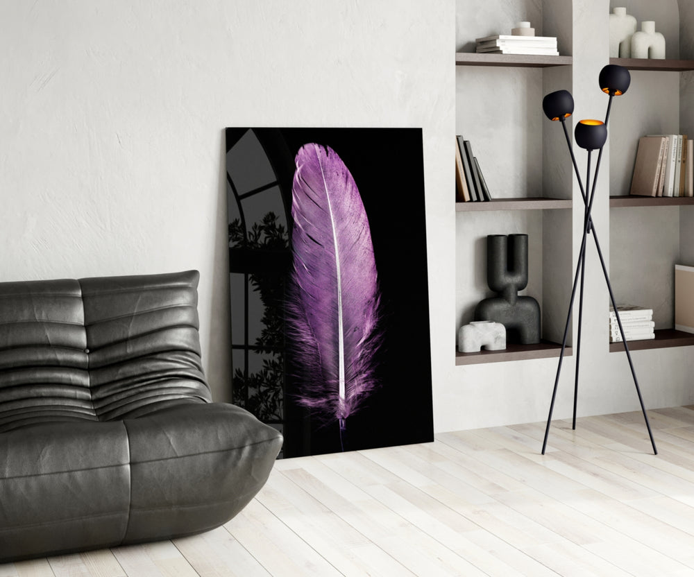 Purple Feather panel adding contemplative mood to a meditation corner