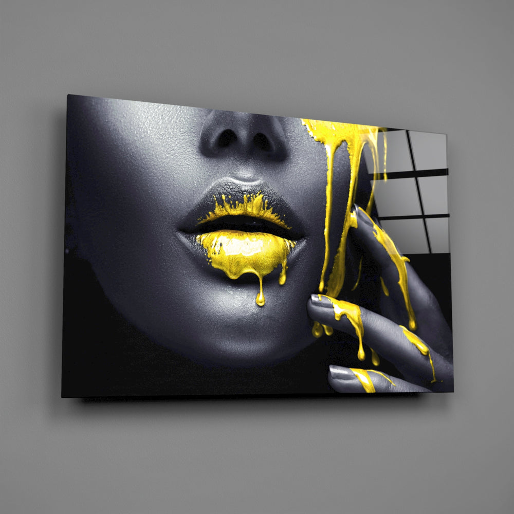 Gold-paint panel bringing editorial drama to a contemporary living space