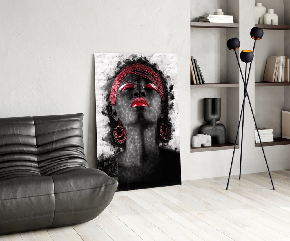 Woman and Red panel adding poetic mood to a study