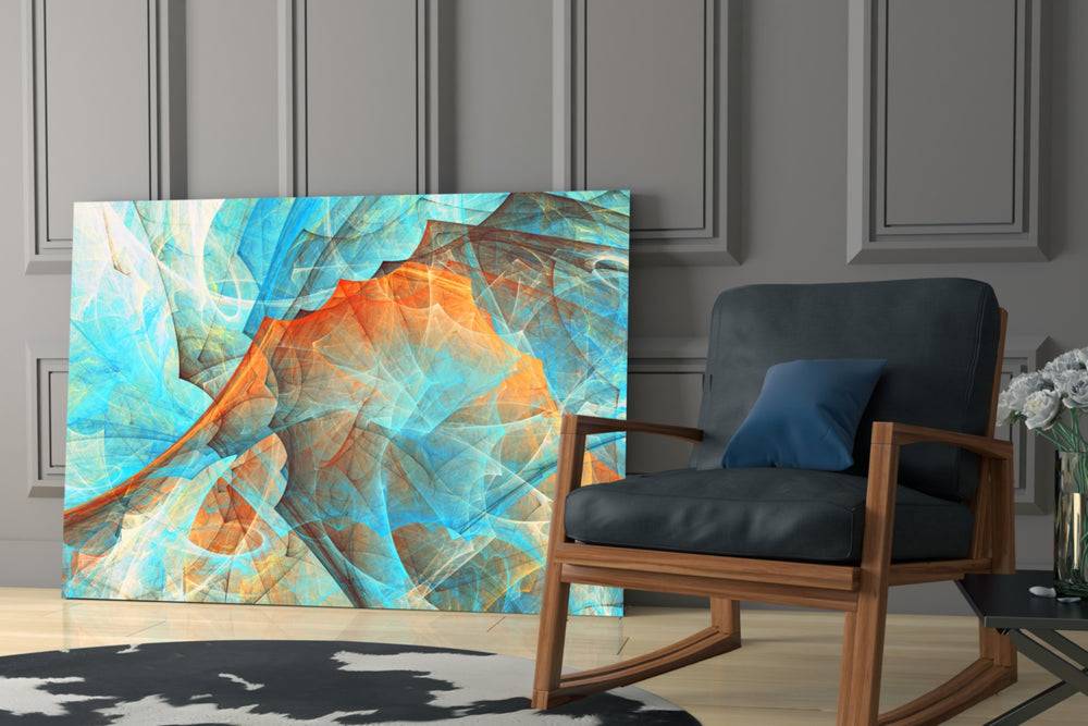 Colored Nets glass print enhancing a lounge with editorial spirit
