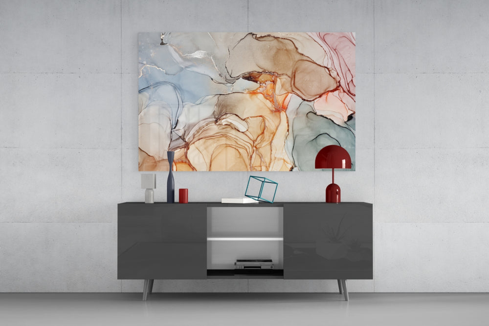 Soft Marble Pattern panel catching gallery light to reveal its earthy filigree