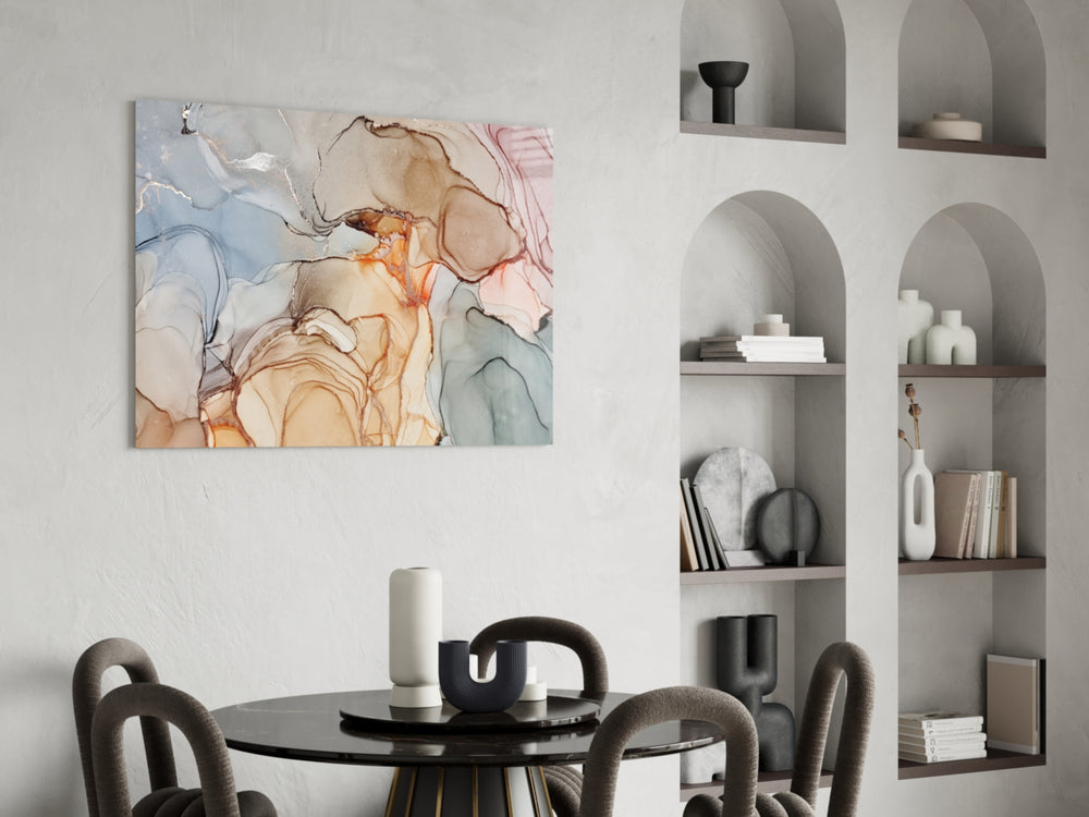 Soft Marble Pattern panel adding quiet-mineral mood to a study