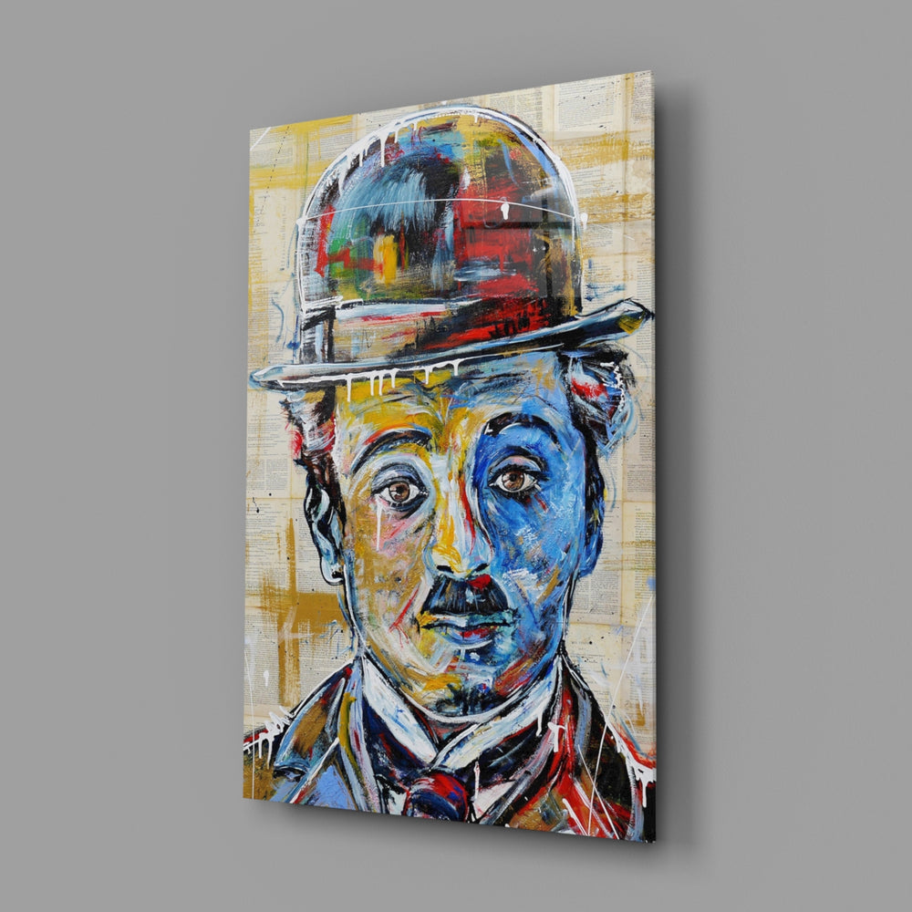 Chaplin-portrait panel bringing cinephile drama to a contemporary living space