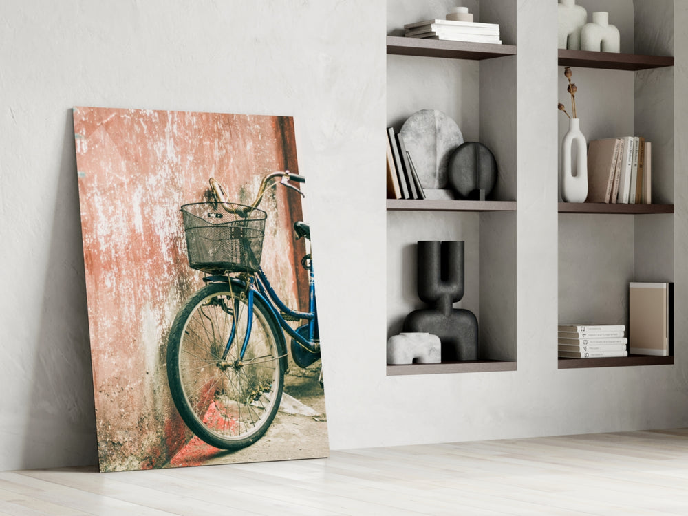 Bicycle Basket glass print enhancing a foyer with cottage spirit