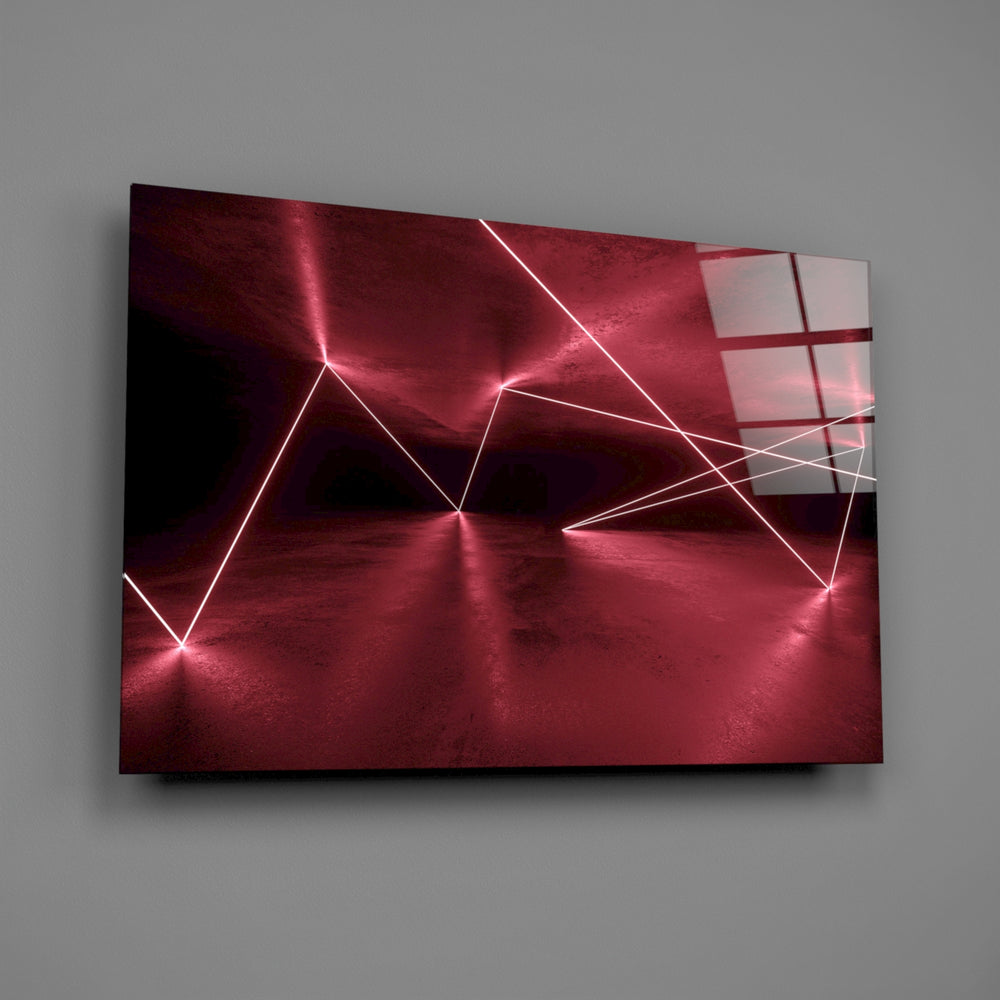 Crimson-laser panel bringing futurist drama to a contemporary living space