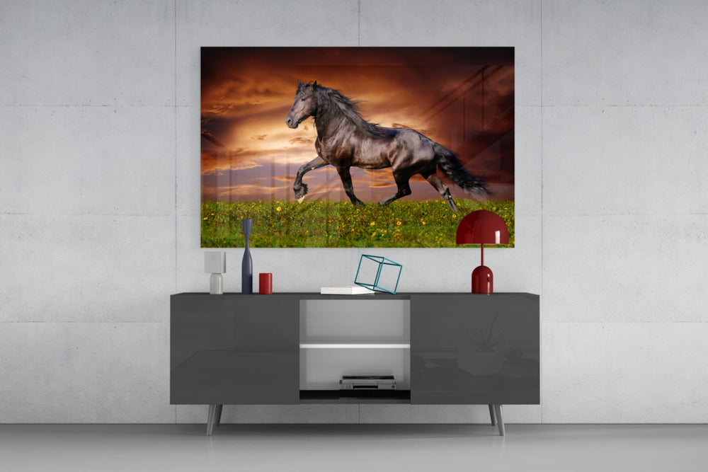 Nobility of Horse panel catching gallery light to reveal its sun-fired saturation