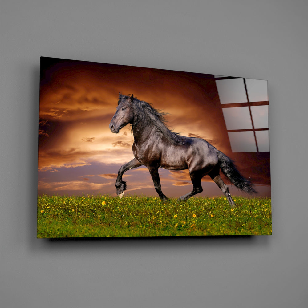 Galloping-stallion panel bringing equestrian drama to a contemporary living space