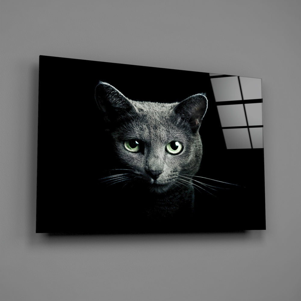 Cat-portrait panel bringing feline mystery to a contemporary living space