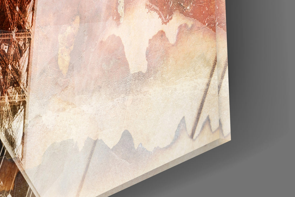 Eiffel artwork anchoring a wall with warm wanderlust palette